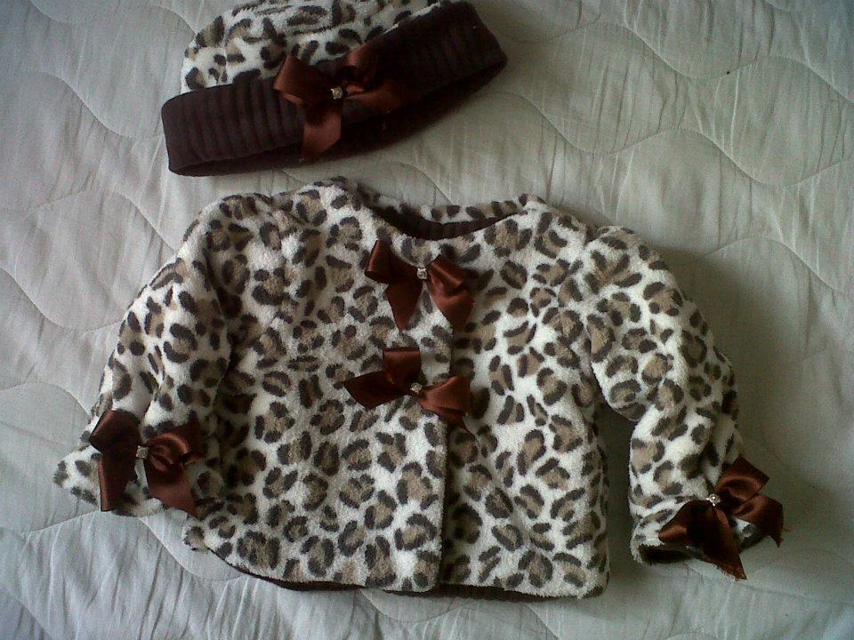 leopard print fleece jacket and matching hat