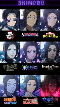 Shinobu in 9 different styles