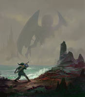 Link in R'lyeh facing a final boss.