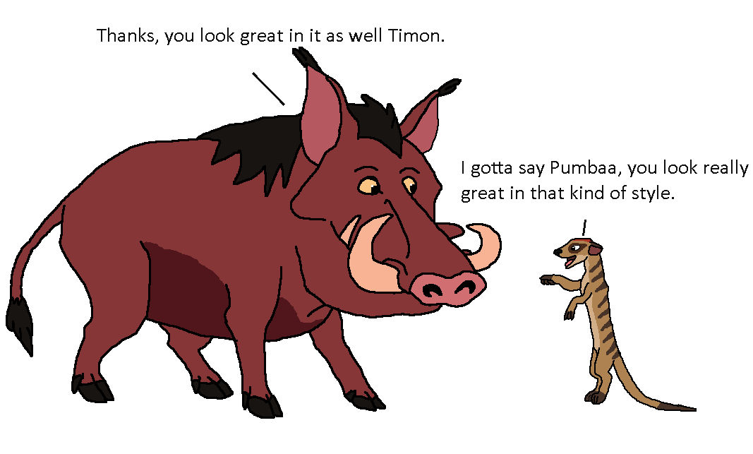 Timon and Pumbaa Reacting to their SR style by alliassalmon on DeviantArt