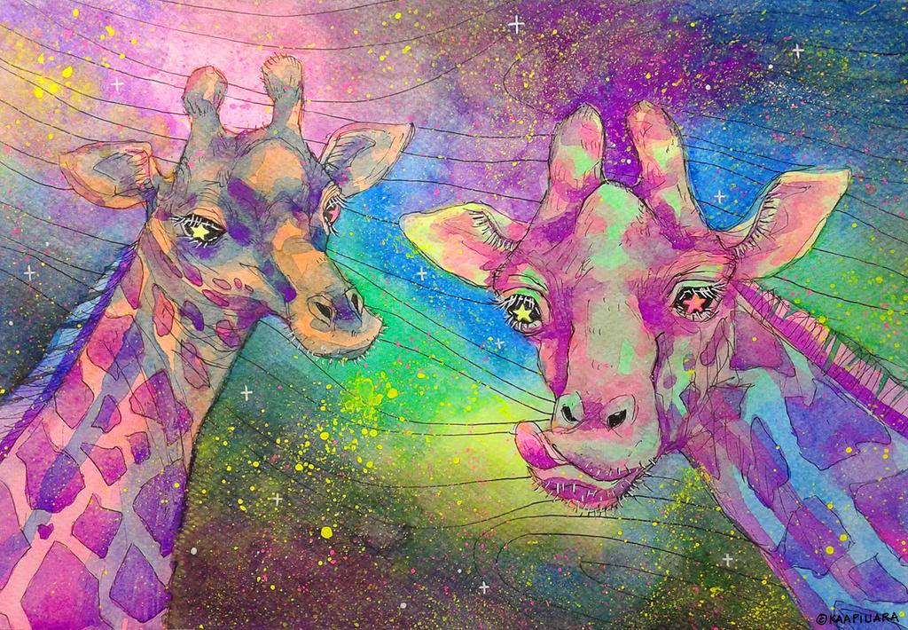 Outer Space Giraffes by kaapiuara on DeviantArt