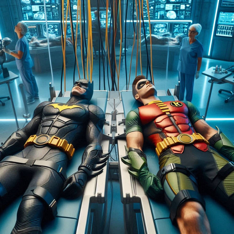 Batman and Robin unconscious in lab by maledollmaker2024 on DeviantArt