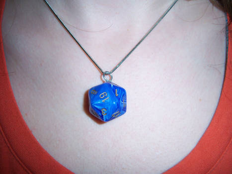 Blue D20 Pendant