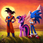Goku and Twilight and Sonic by Meshari7