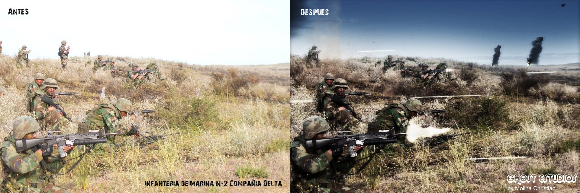 Argentine Marine Corps fighting (before and after)