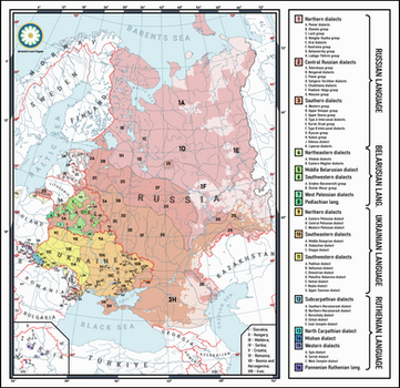 Dialectological map of East Slavic languages