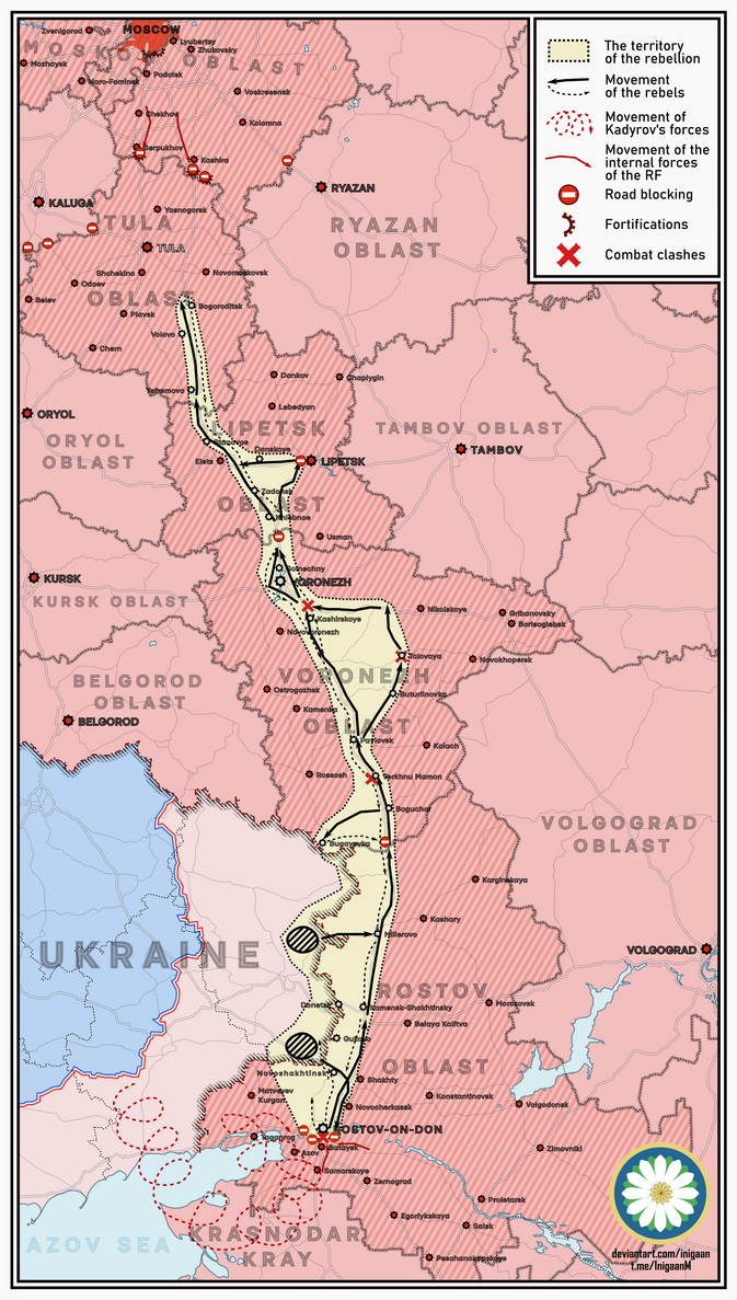 Prigozhin's Mutiny Map by IniGaan on DeviantArt