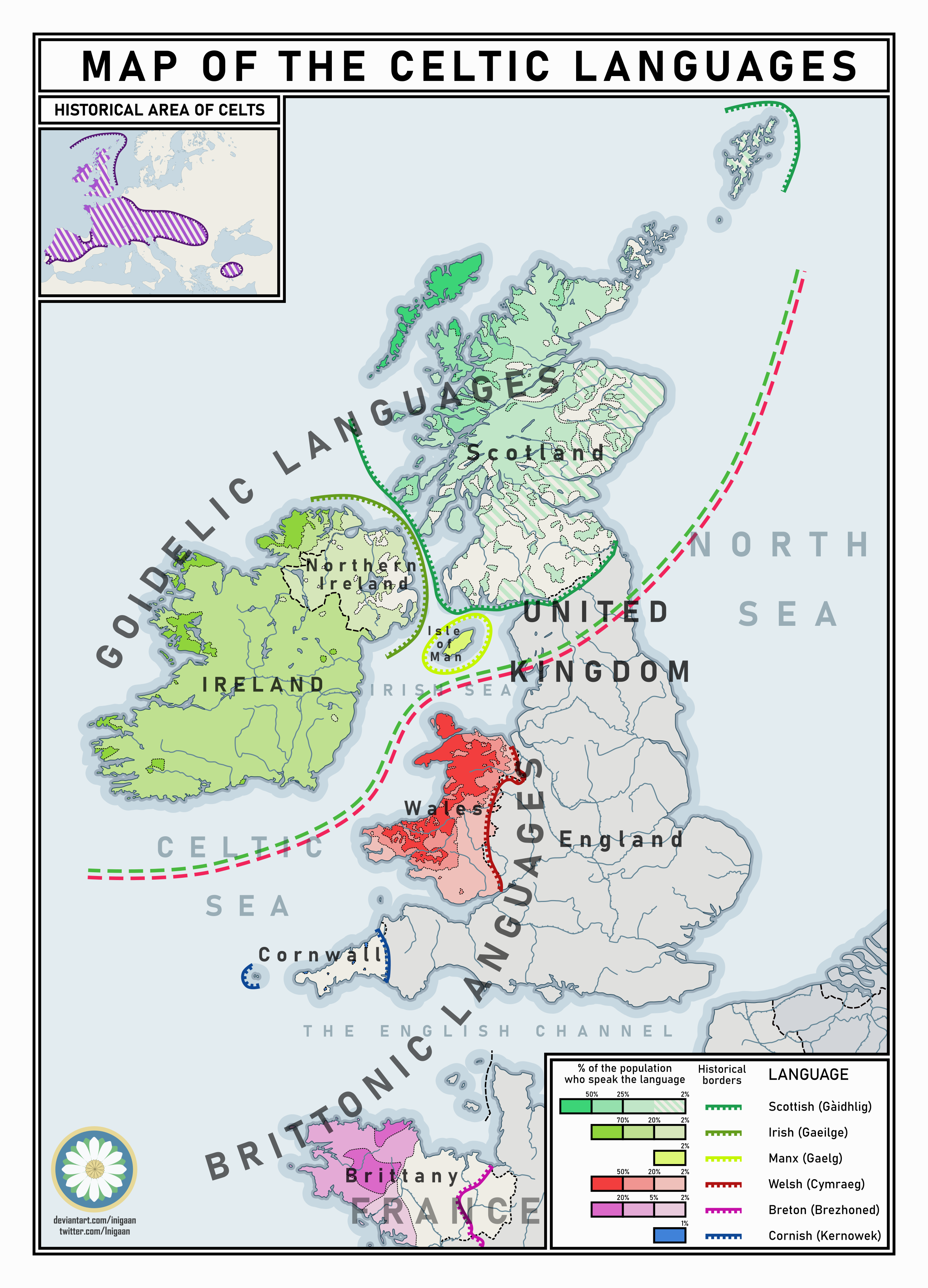 Map of the Celtic languages by IniGaan on DeviantArt