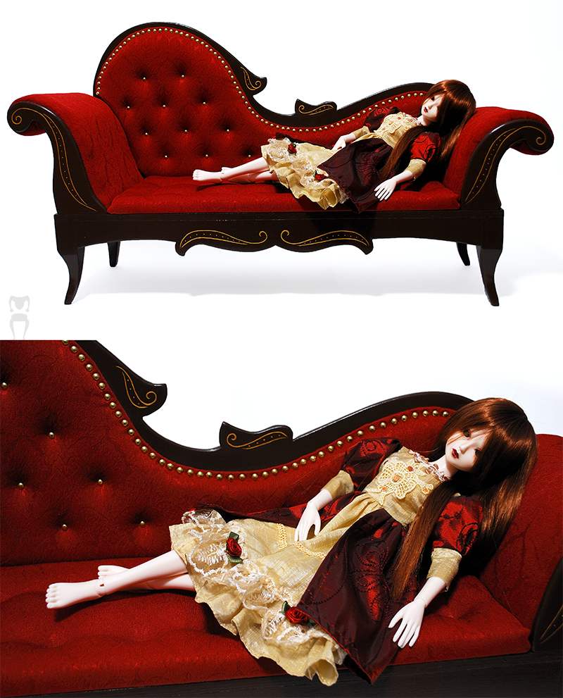 Red Chaise Longue SD size for 65 cm dolls