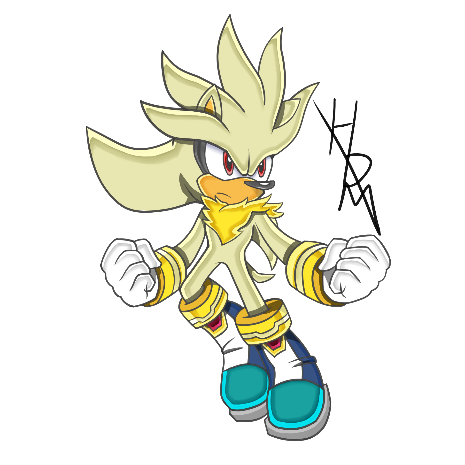 Silver Drawong Super Silver The Hedgehog Coloured Drawing by HiddenMatrixYT on DeviantArt