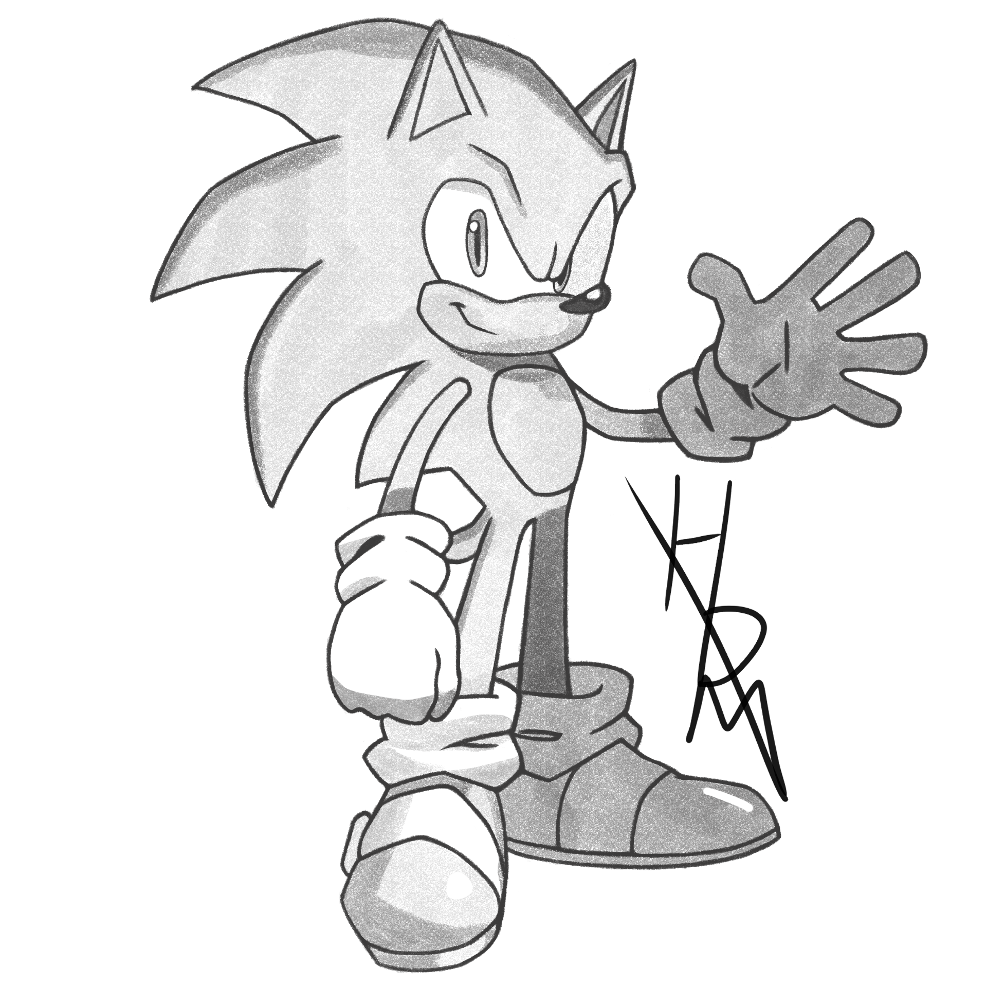 Modern Sonic Tyson Hesse Style Pencil Drawing by HiddenMatrixYT on