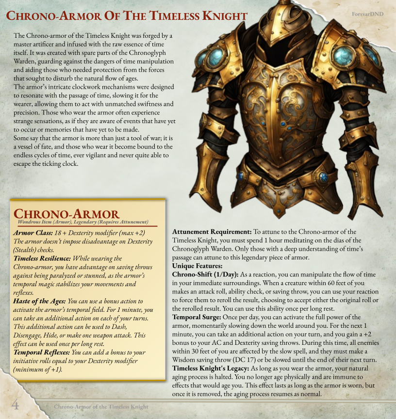 Chrono-Armor - Homebrew Magic Armor by ForsvarDND on DeviantArt