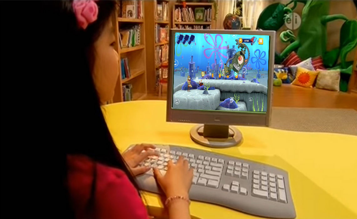 Girl Playing Spongebob Game On The Computer by wreny2001 on DeviantArt
