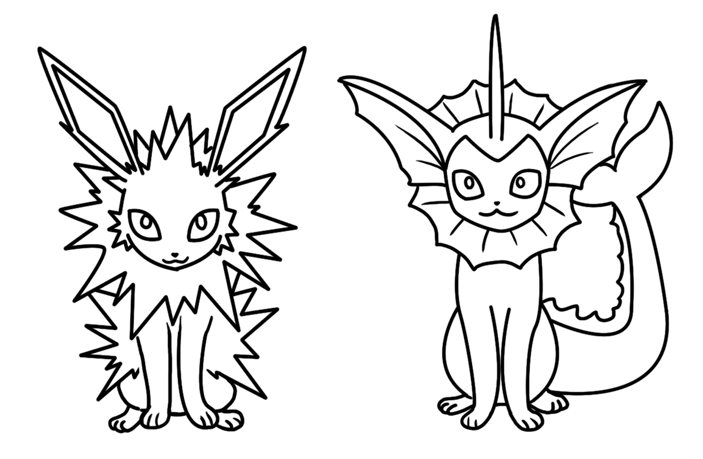 Jolteon And Vaporeon Coloring Page By Bellatrixie White On Deviantart