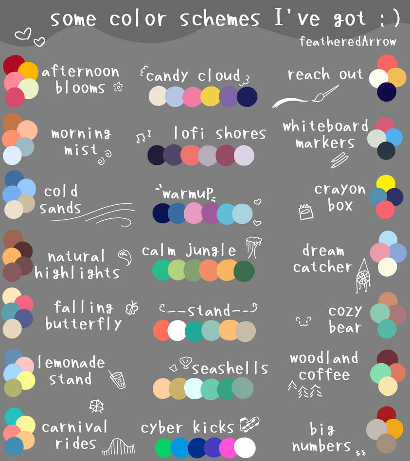 color palette list by featheredArrow on DeviantArt