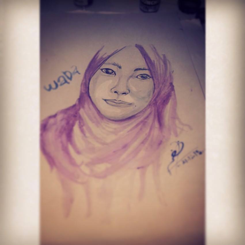 hijab water colour girl.