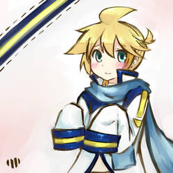 Len wearing Kaito's coat thing