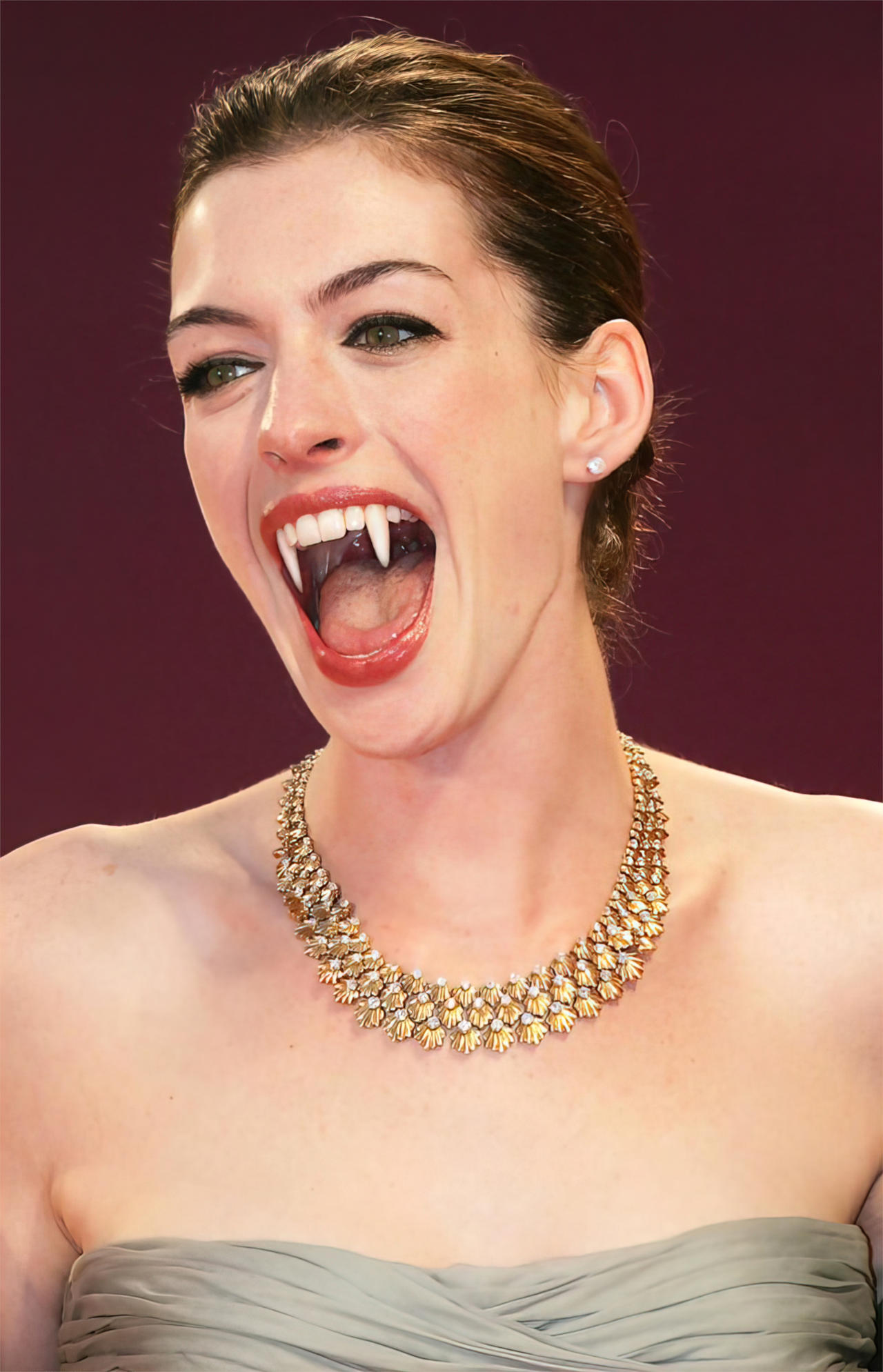 Vampire Anne Hathaway Open Mouth Fangs By Turlyvamp On Deviantart 