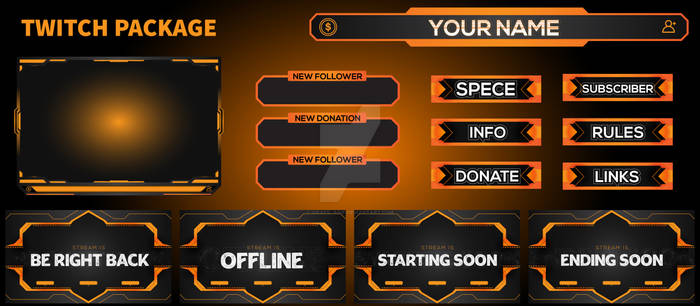 Orange Live Stream full Package Element Design