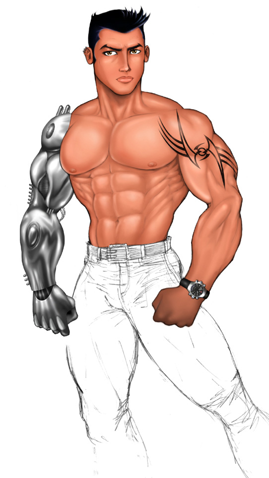 man with a cyborg arm by robertofleury on DeviantArt