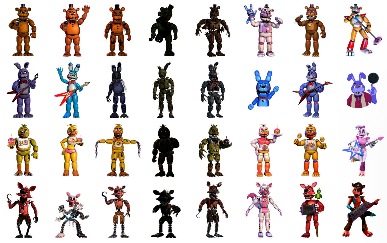 Fnaf All animatronics charakters by Toku17 on DeviantArt