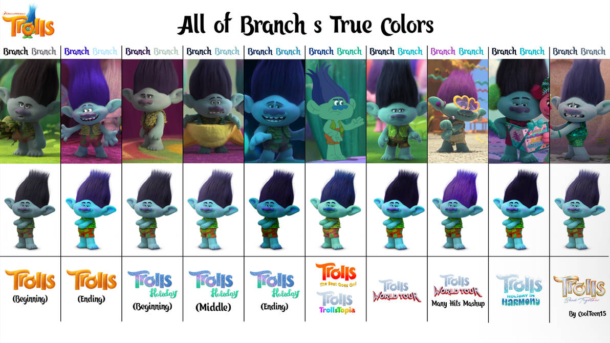 Color Branch The Many True Colors of Branch (2016 - 2023) by CoolTeen15 on DeviantArt