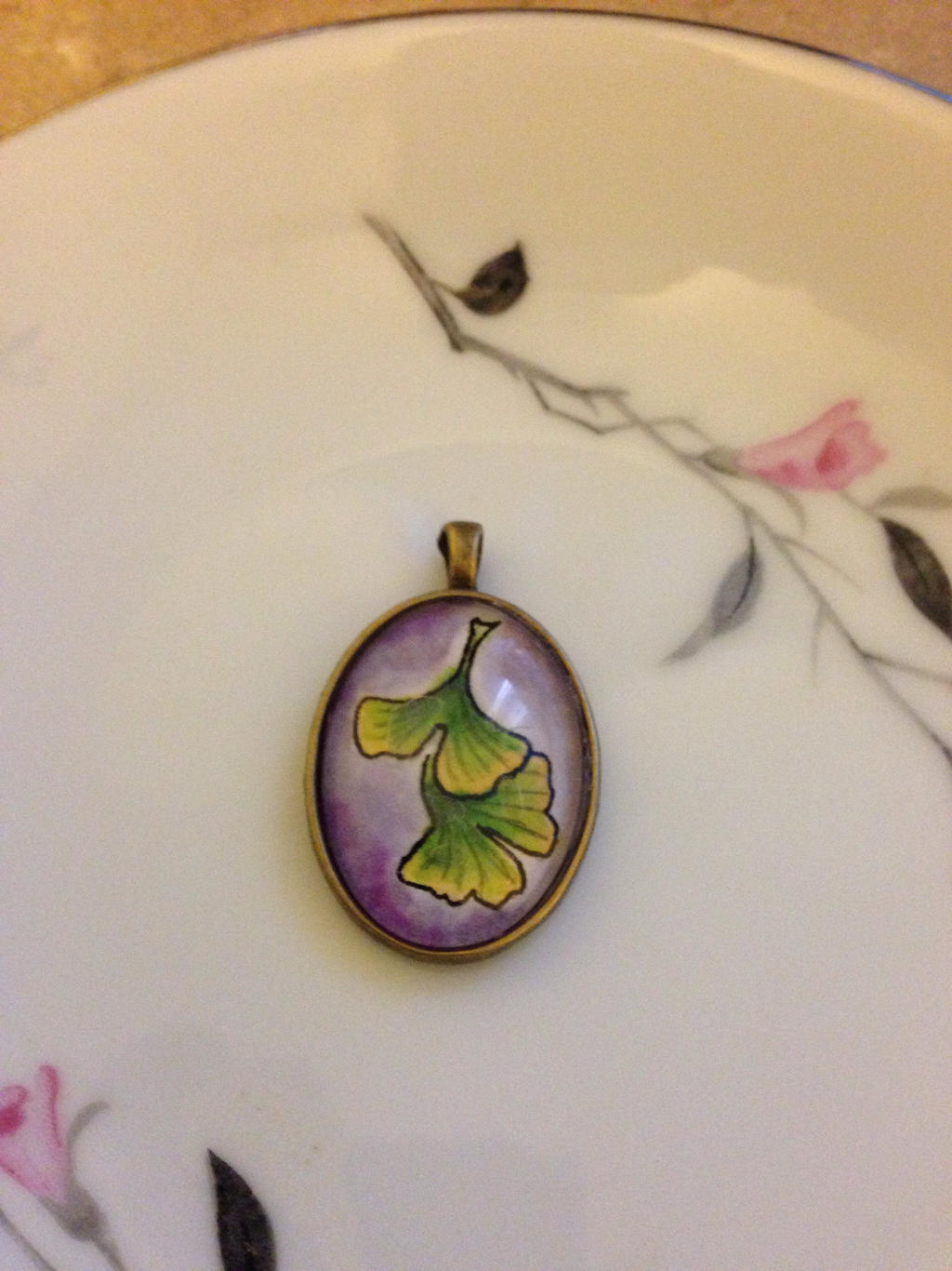 Ginkgo art pendant