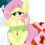 Sad anthro fluttershy on bed