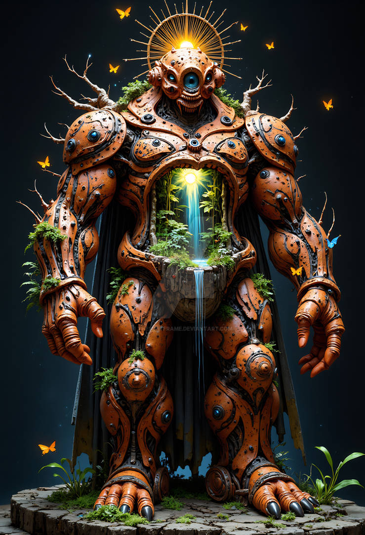 Tree Mech Dnd Ancient tree mech with glowing core stands in dark by TheSoftFrame on ...