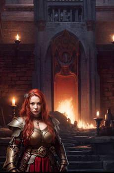 IA,medieval,solo,naine,rousse,cheminee