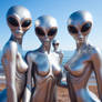 IA,Alien Roswell femelles,nudiste,plage
