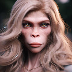 IA,solo,hybride,Anthro femme ape,blonde