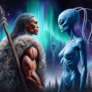 IA,couple,male neandertha,Alien Female,boreal