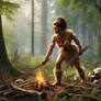 IA,solo,female neanderthalensis fait du feu,foret