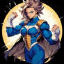 IA,DBZ,oc,female saiyan,muscle,armure,cape,power