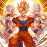 IA,DBZ,oc,Goku ssj,2 Saiyannes du Royaume Celeste
