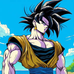IA,DBZ,oc,Goku,potalas,plage,ciel,nuage