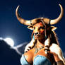 Woman hybrid female anthro cow,tauren