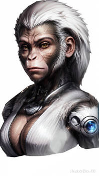 IA,hybrid female ape,white fur