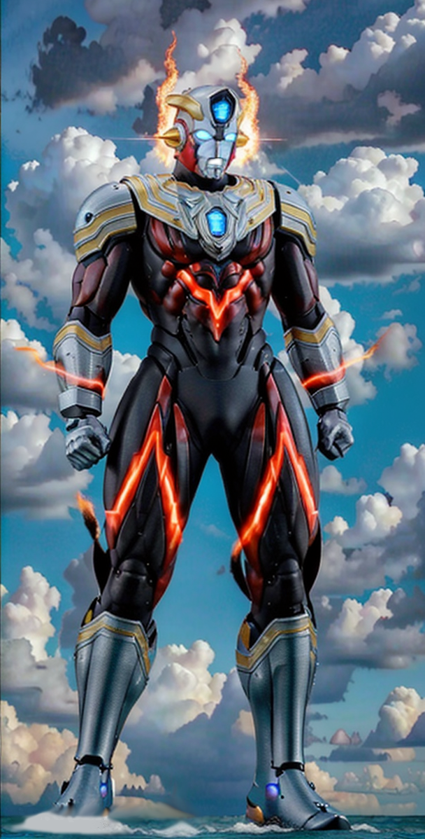 IA,oc,Ultraman Titas,ocean,ciel,nage,fleu plasma