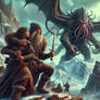 IA,couple barbarian fight cthulhu