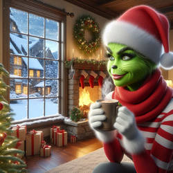 IA,noel christmas,grinchwoman greenfur sapin