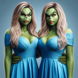 IA,noel christmas,grinch woman twins blond
