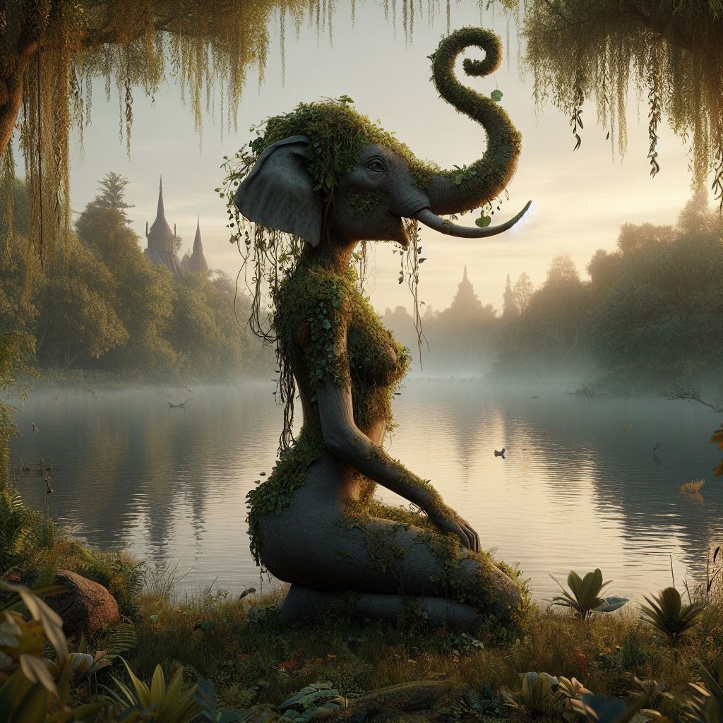IA,anthro elephant humanoid,lake nature