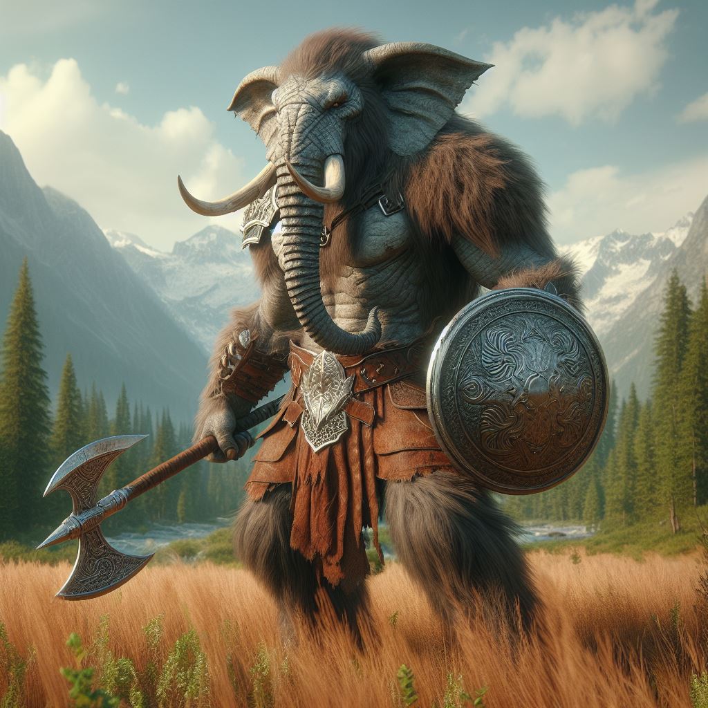 IA,were elephant warriror,hache bouclier
