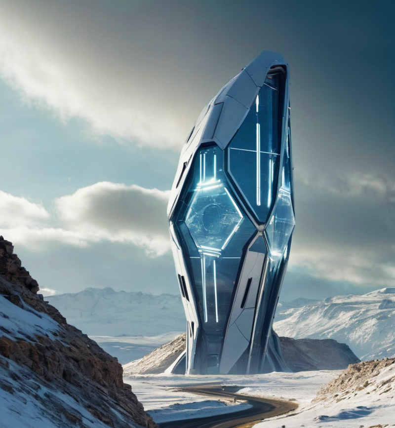 IA,Futur,scifi,maison,montagne