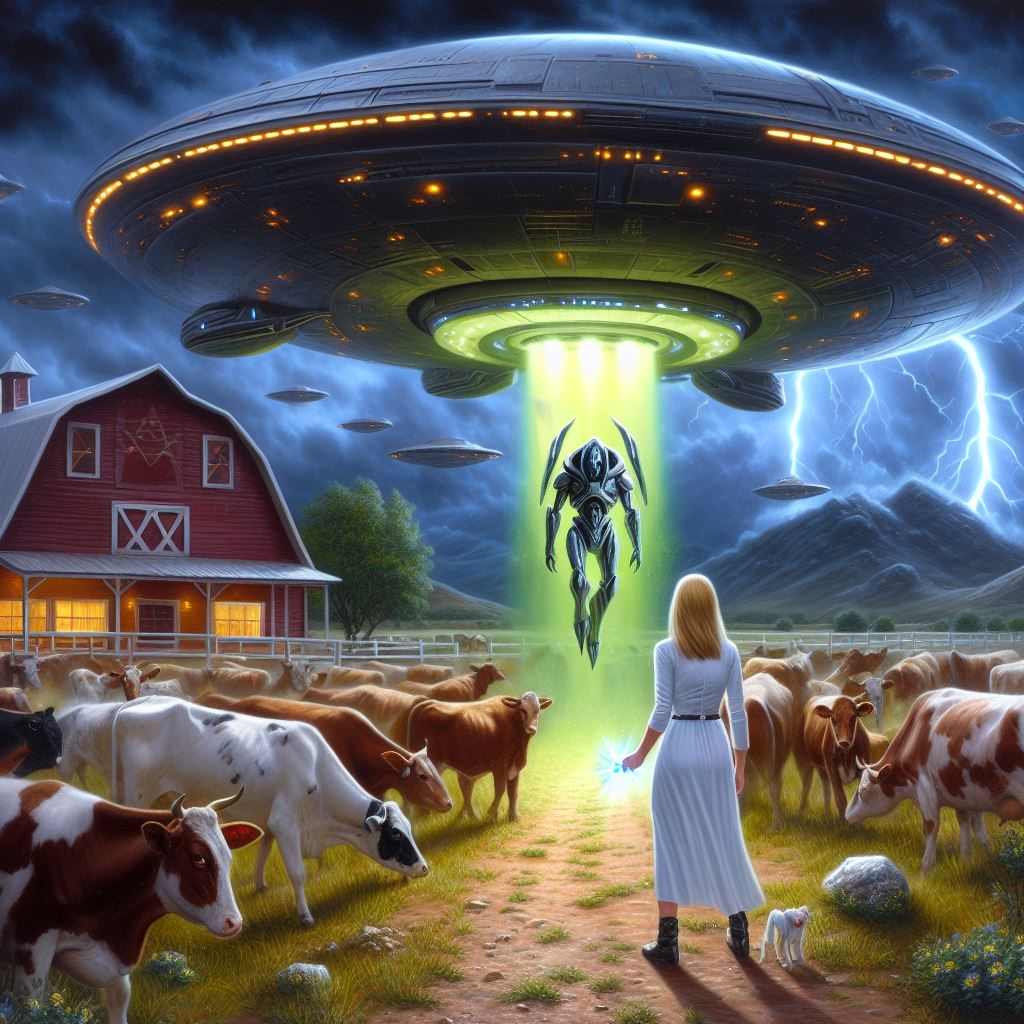 IA,Ranch,ovni alien woman blond cow