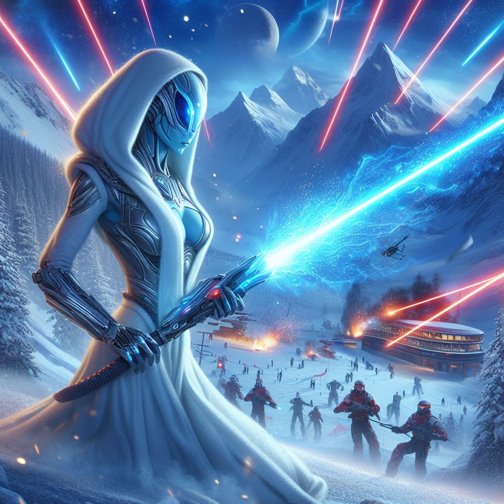 Alien Woman Pretress Jedi Saberlaser Fire Plasma