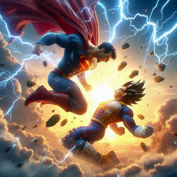 Superman smash vegeta in the sky