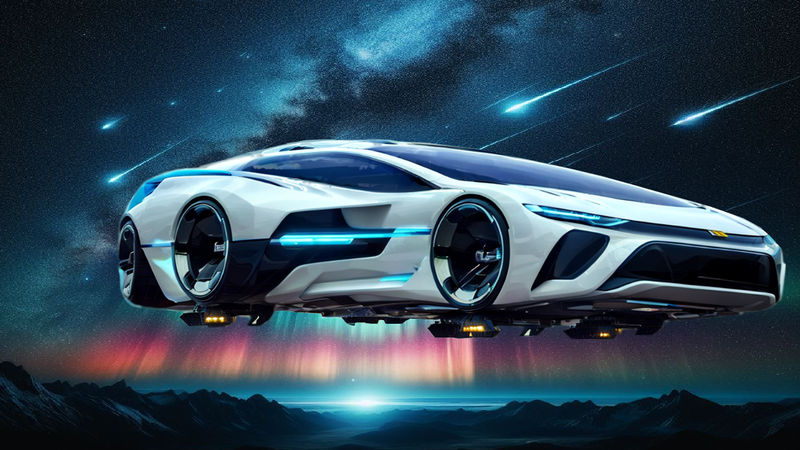 Futur,voiture volante,ciel,nuit